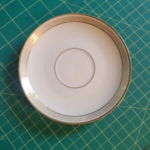 Antique T & V Limoges France Replacement Saucer White & Gold Greek Key Trim 1909